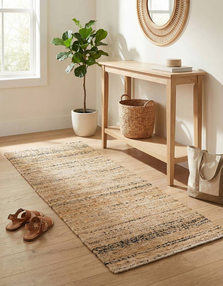 Detail image of 2' x 4' 1  Hand Woven Palm Beach Jute Runner Rug