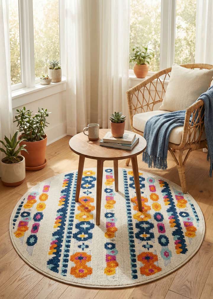3' 3 x 3' 3 Easy-Clean Aruba Indoor / Outdoor Round Rug