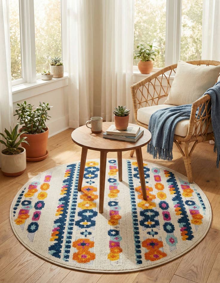 Detail image of 3' 3 x 3' 3  Washable Aruba Indoor / Outdoor Round Rug