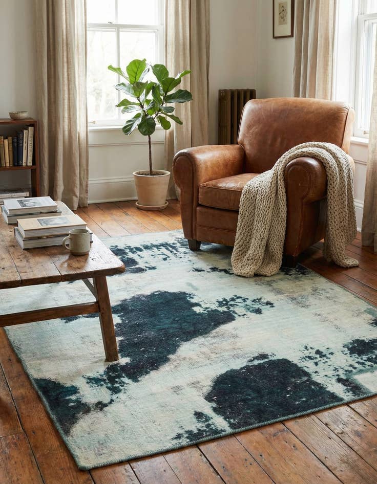 Detail image of 3' 6 x 4'  Hand Knotted Ultra Vintage Persian Wool Square Rug