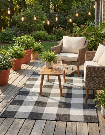 4' x 6' Easy-Clean Checkered Indoor / Outdoor Rug