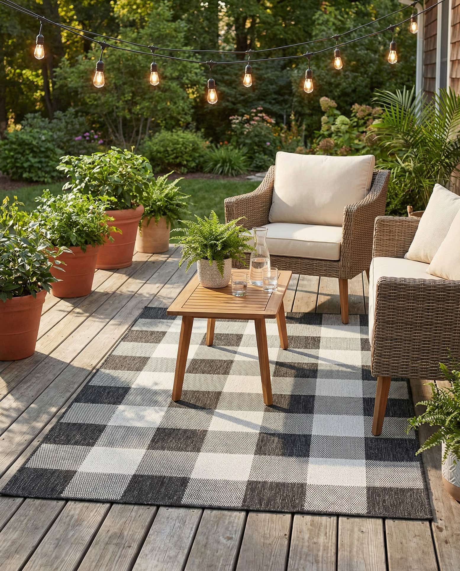 4' x 6' Easy-Clean Checkered Indoor / Outdoor Rug