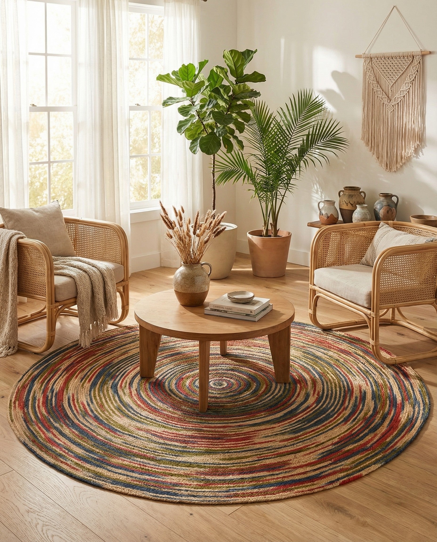  7' 10 x 7' 10  Hand Braided Jute Round Rug