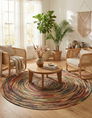 7' 10 x 7' 10 Handmade Braided Jute Round Rug