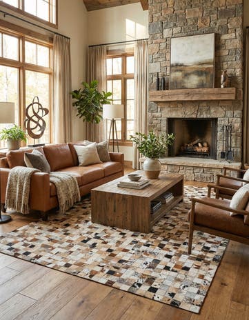 5' 1 x 8' Cowhide Leather Rug