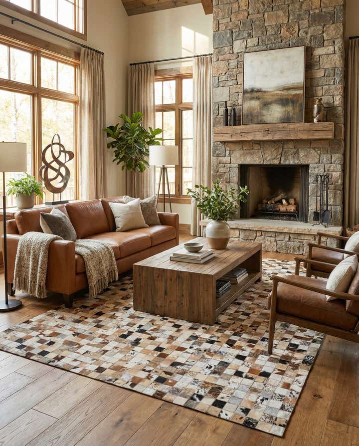 5' 1 x 8' Cowhide Leather Rug