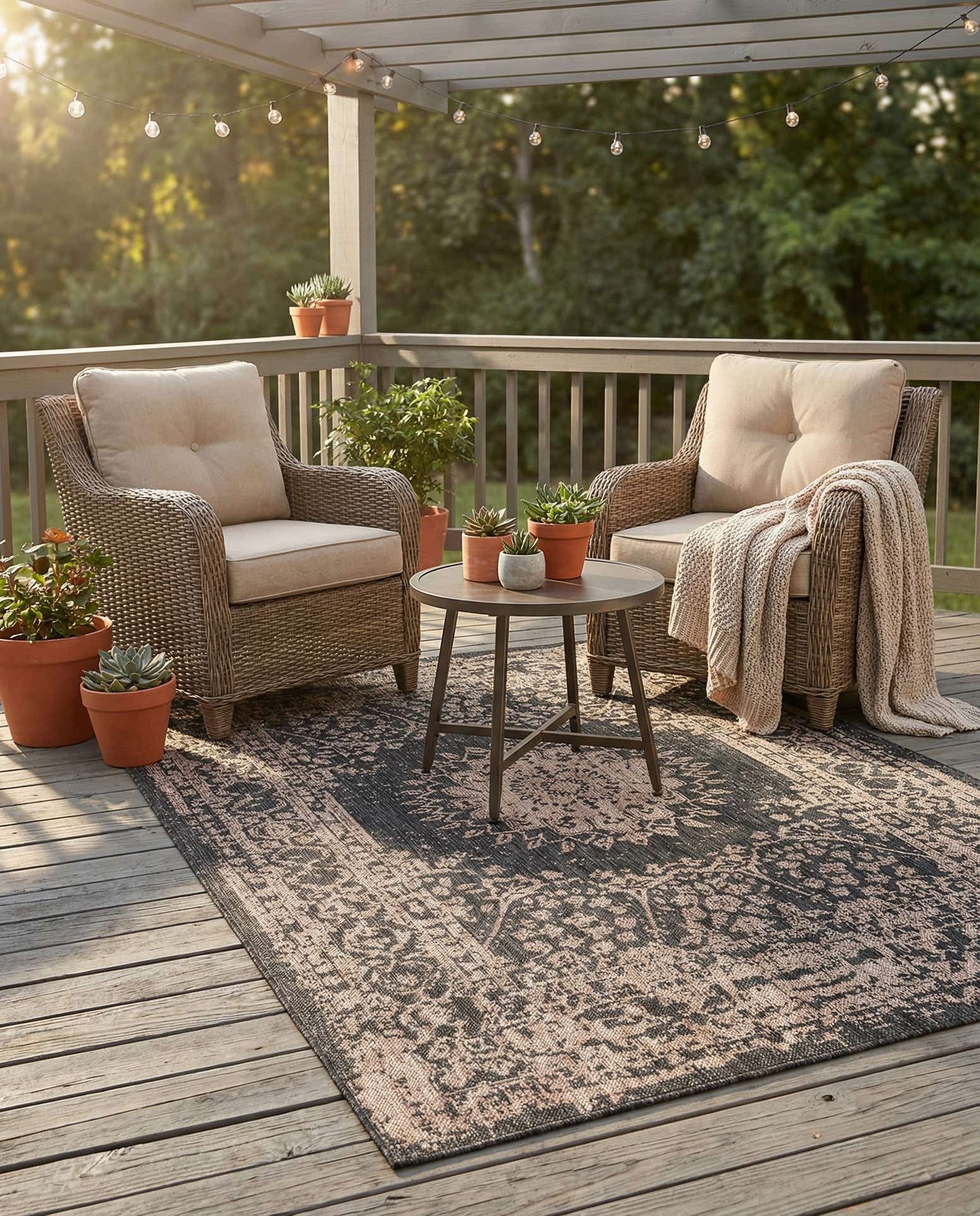 5' 3 x 7' Easy-Clean Traditional Indoor / Outdoor Rug