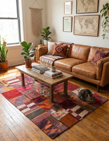 4' x 6' Hand Woven Kilim Patchwork Wool Rug