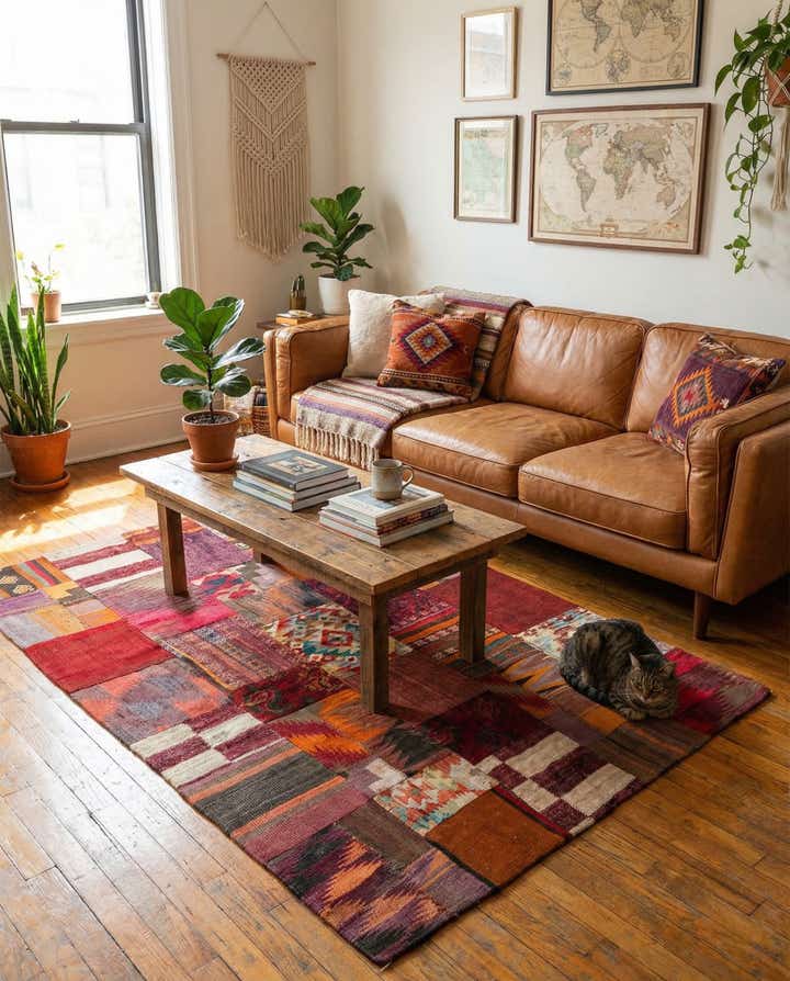 4' x 6' Hand Woven Kilim Patchwork Wool Rug