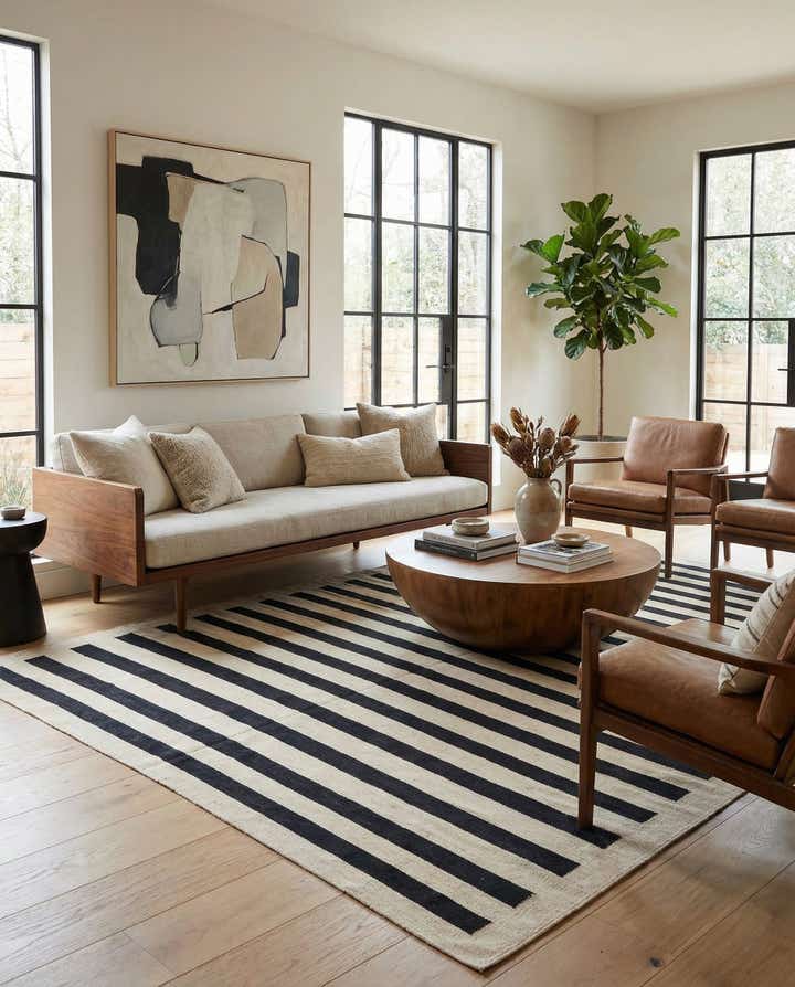 6' 7 x 9' 9 Hand Woven Kilim Modern Wool Rug