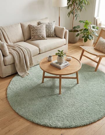 6' x 6' Solid Frieze Round Rug