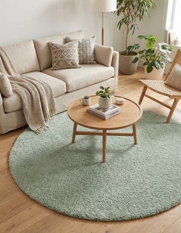 6' x 6' Solid Frieze Round Rug