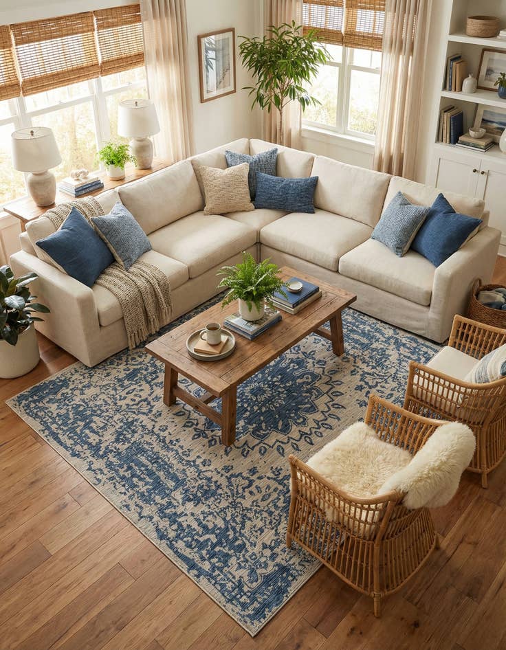 Detail image of  10' x 10'  Washable Traditional Indoor / Outdoor Square Rug