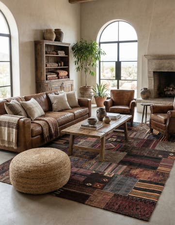 8' 9 x 12' 1 Hand Woven Kilim Patchwork Wool Rug