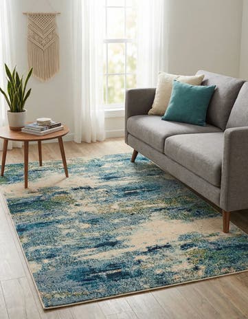 Light Blue Washable Theia Rug