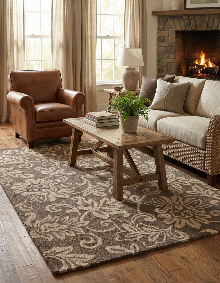 Detail image of 5' x 8' Agra Wool Rug