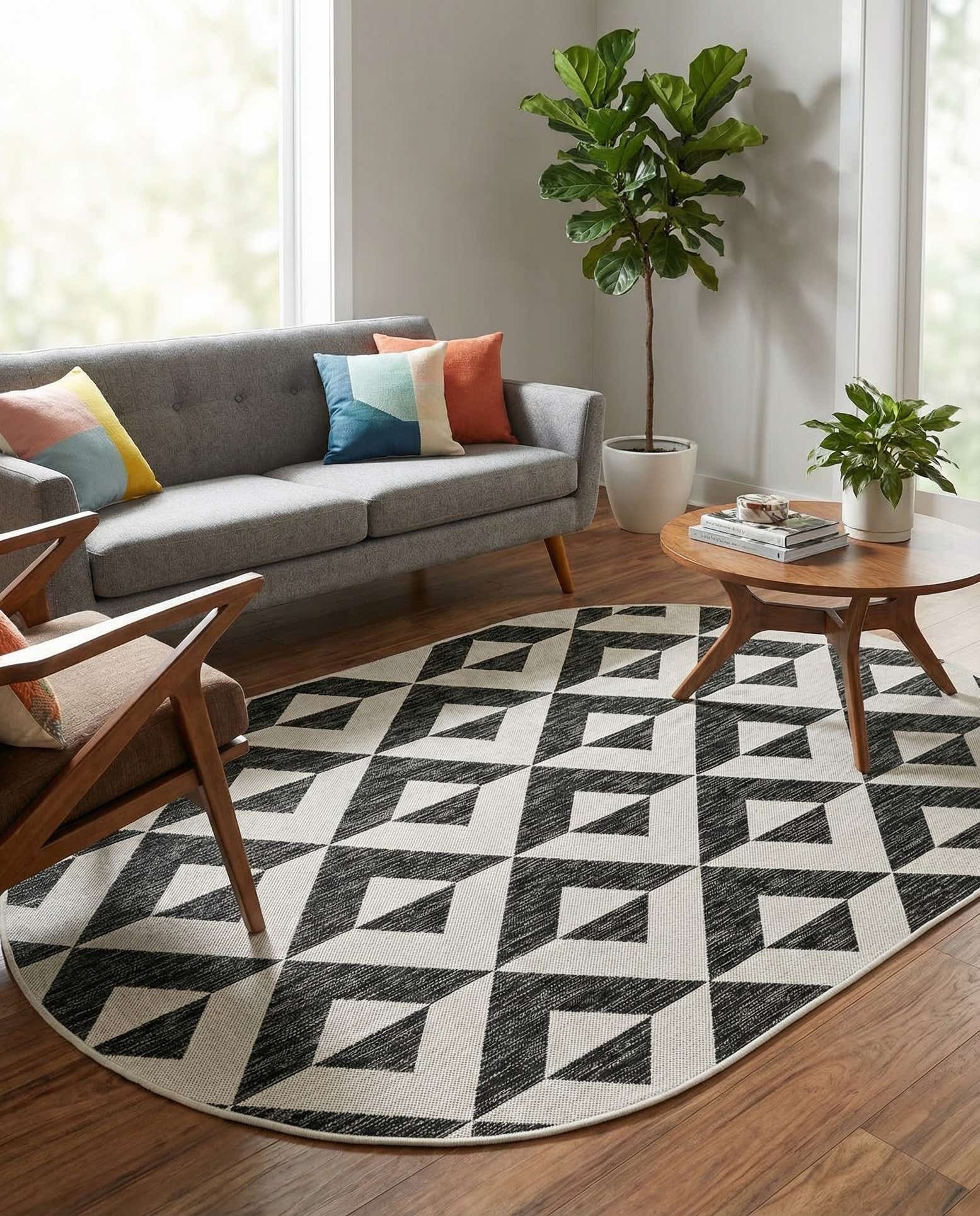 5' 3 x 8' Easy-Clean Jill Zarin Napa Indoor / Outdoor Oval Rug