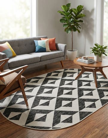 Charcoal Gray Easy-Clean Jill Zarin Napa Indoor / Outdoor Oval Rug