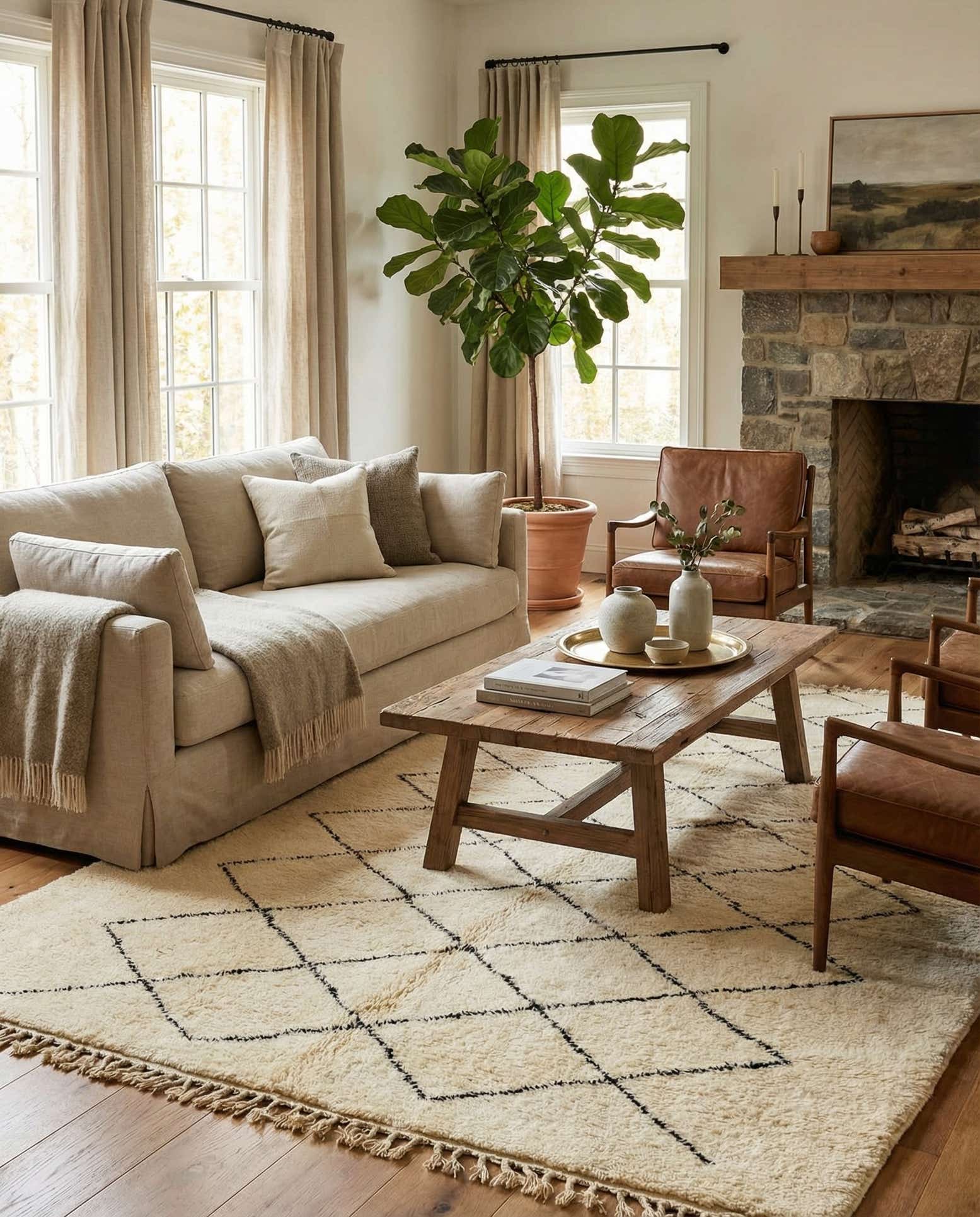 6' 10 x 10' Hand Knotted Moroccan Wool Rug