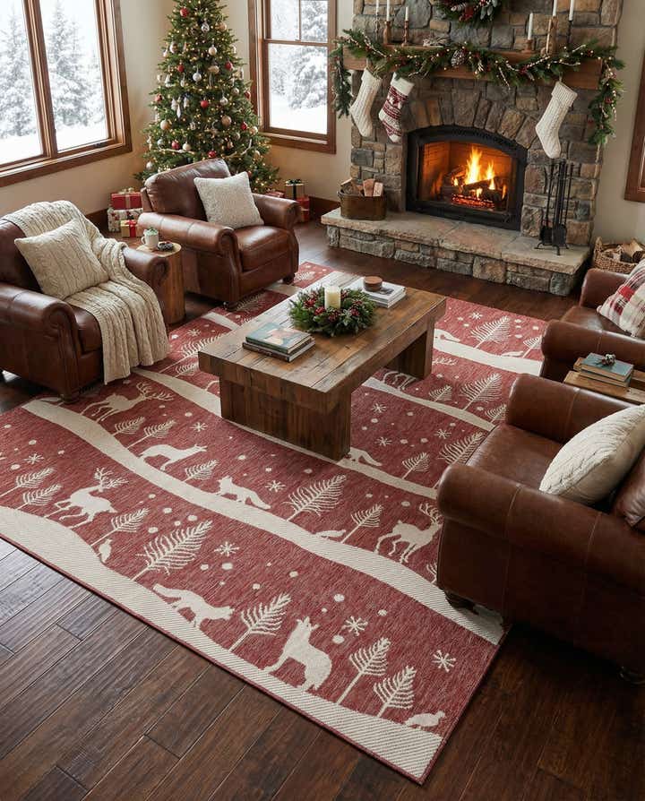 7' 10 x 10' Easy-Clean Holiday Indoor / Outdoor Rug