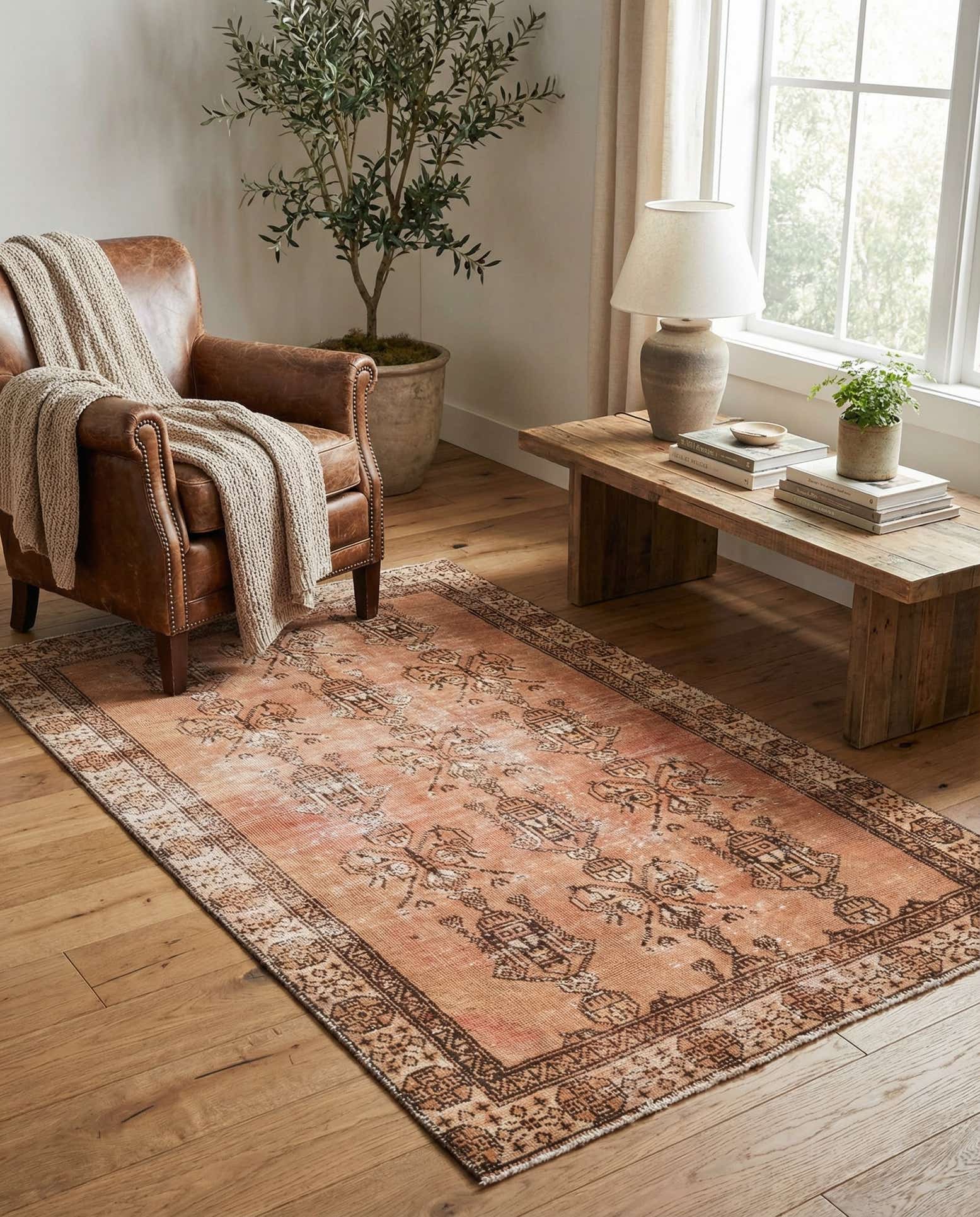 3' 8 x 6' 5 Hand Knotted Ultra Vintage Persian Wool Runner Rug