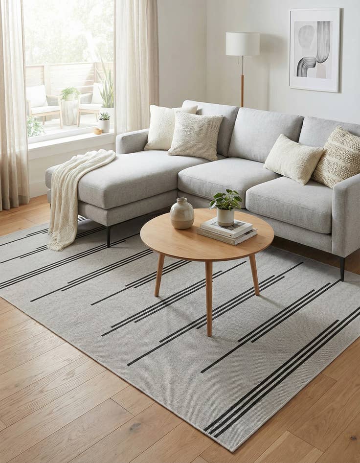 Detail image of 5' 3 x 8' Easy-Clean Modern Indoor / Outdoor Rug