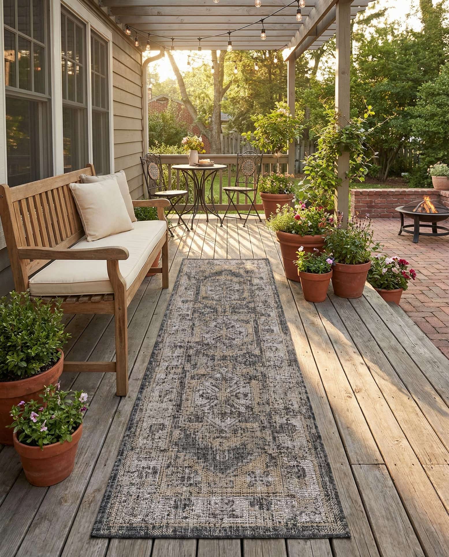 2' x 8' Easy-Clean Traditional Indoor / Outdoor Runner Rug