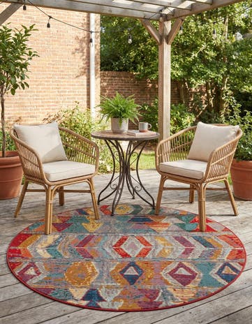 5' x 5' Easy-Clean Modern Indoor / Outdoor Round Rug