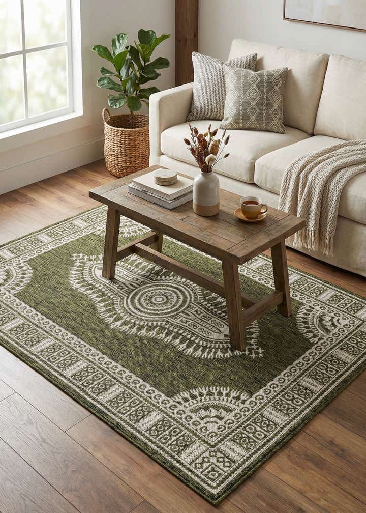 4' x 6' Easy-Clean Traditional Indoor / Outdoor Rug