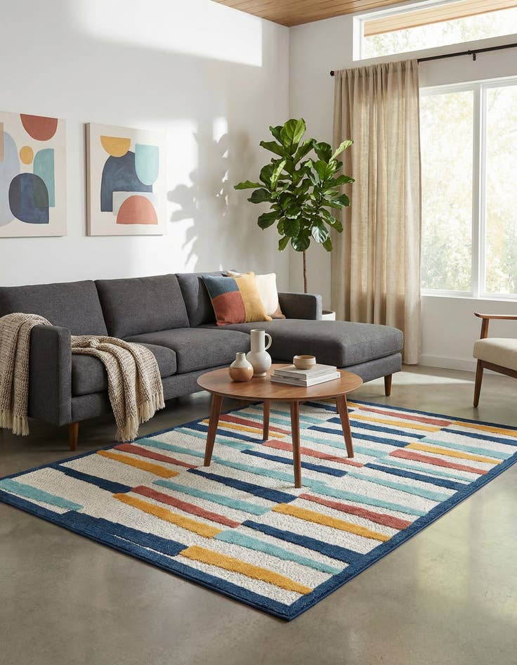 Detail image of 5' 3 x 8'  Washable Belize Indoor / Outdoor Rug