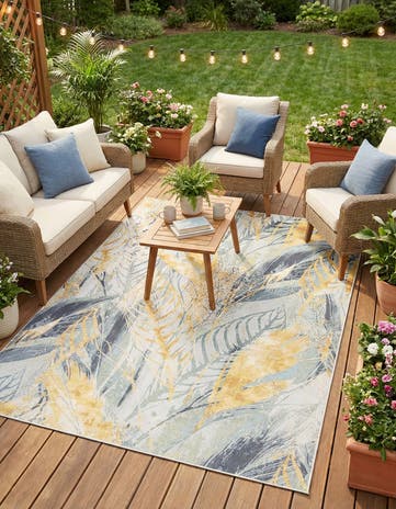 7' 10 x 10' Easy-Clean Botanical Indoor / Outdoor Rug