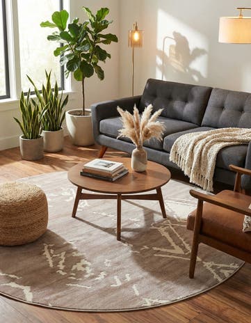 Jill Zarin Light Brown Uptown Carnegie Hill Round Rug