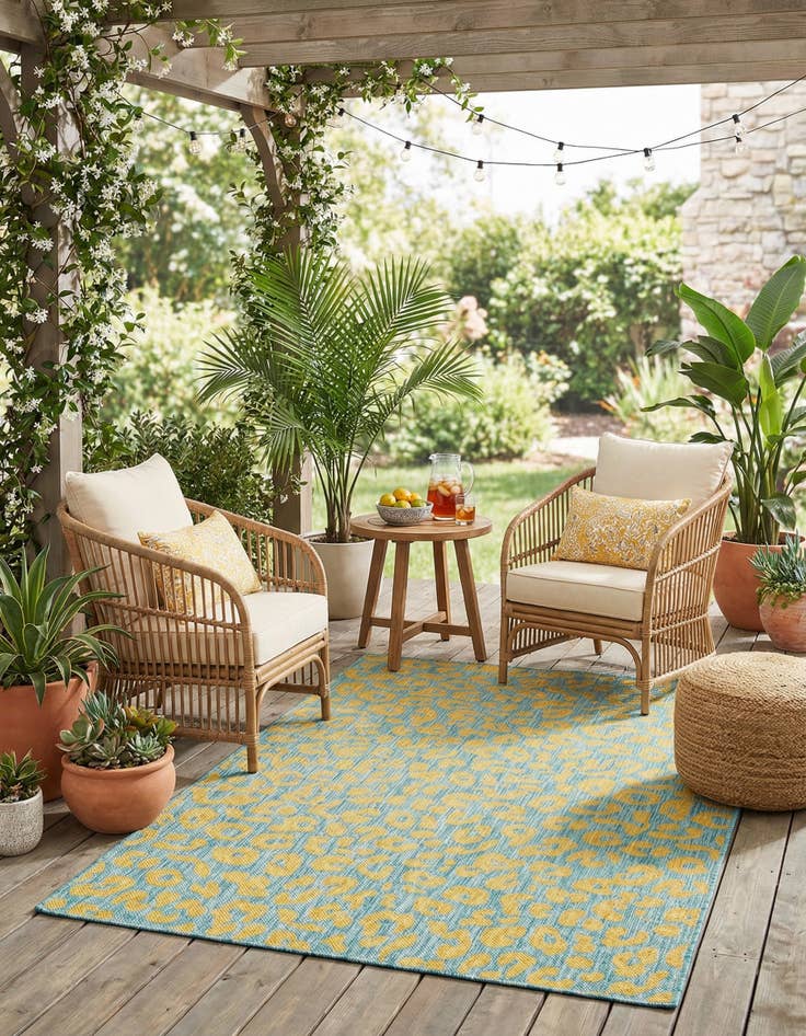 Detail image of 4' 2 x 4' 10  Washable Safari Indoor / Outdoor Rug