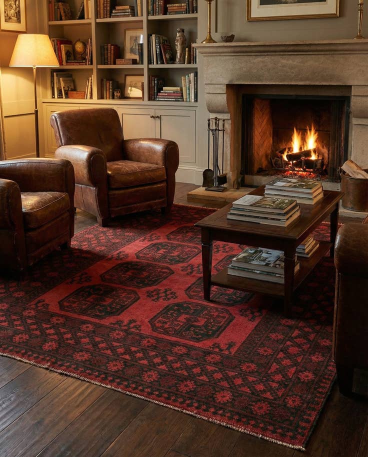 Detail image of 5' x 6' 5 Hand Knotted Afghan Akhche Wool Rug