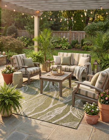 10' x 14' Easy-Clean Botanical Indoor / Outdoor Rug