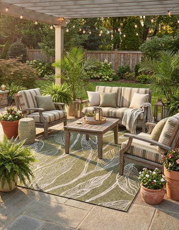 10' x 14' Easy-Clean Botanical Indoor / Outdoor Rug