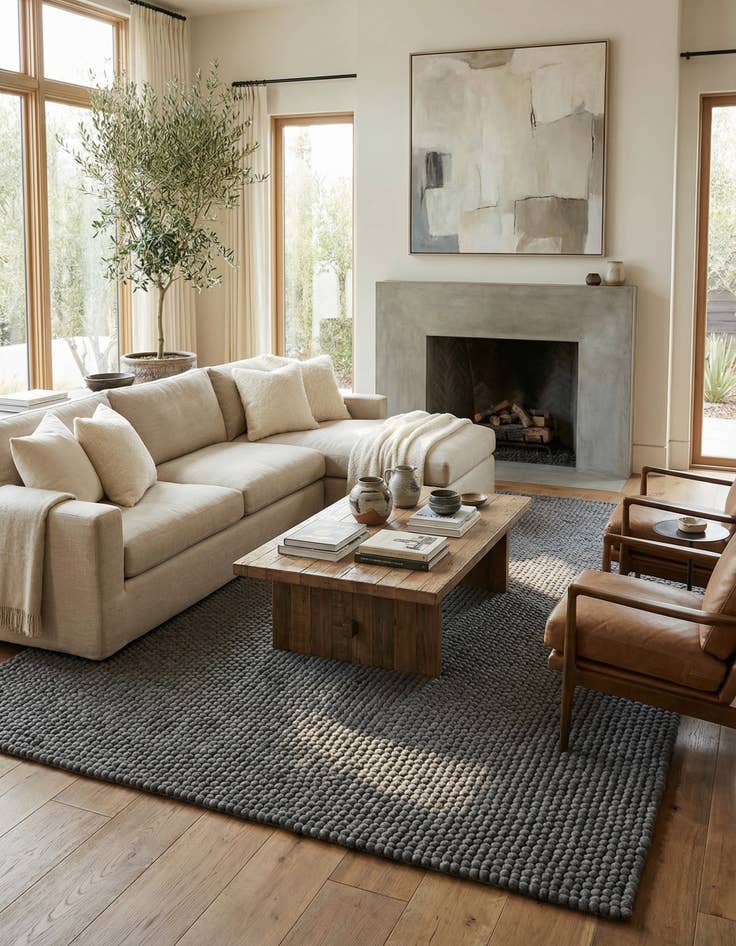 Detail image of  10' x 13' 1 Felt Ball Wool Rug