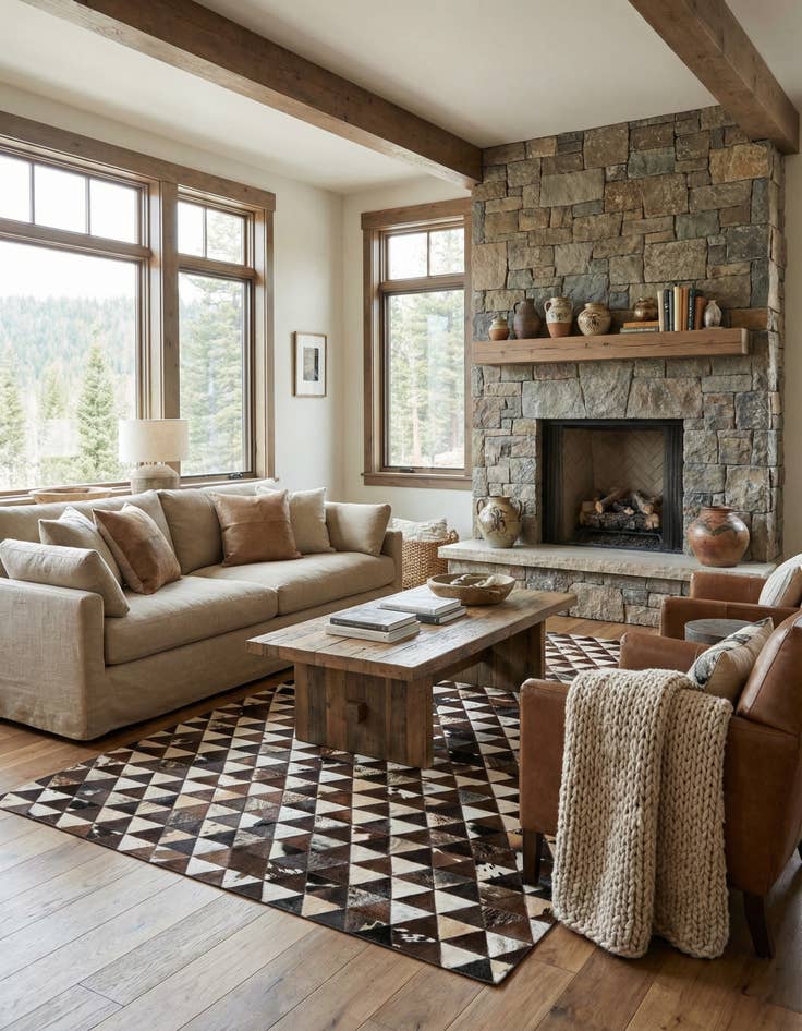 Detail image of 4' 11 x 8' Cowhide Stocks Rug