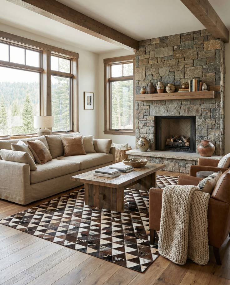 Detail image of 4' 11 x 8' Cowhide Stocks Rug