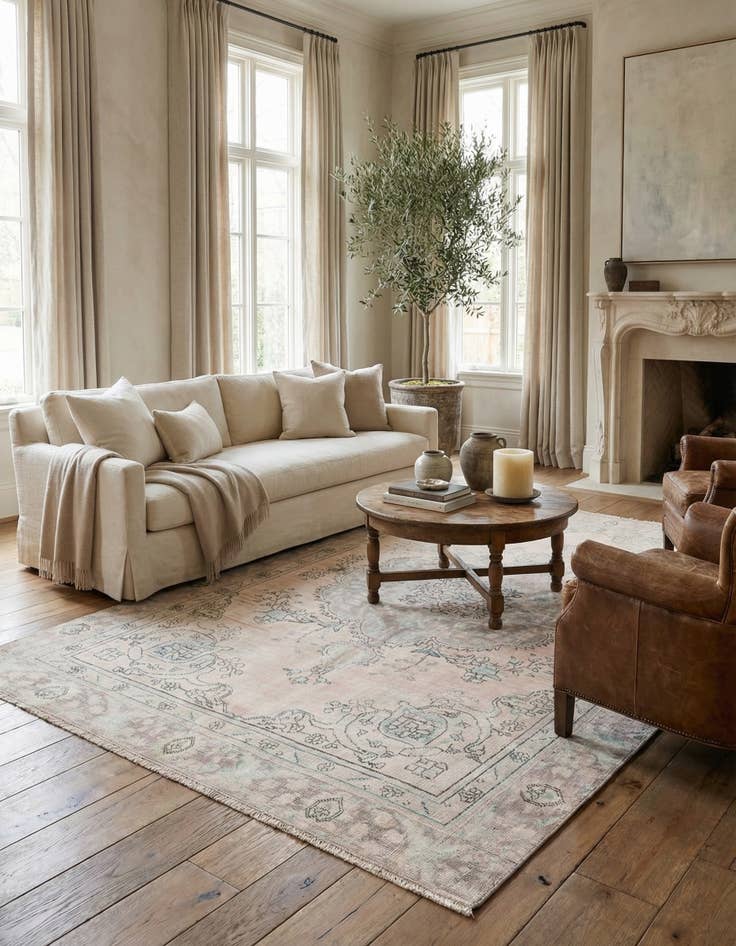 Detail image of  5' 9 x 9' 3  Hand Knotted Ultra Vintage Persian Wool Rug