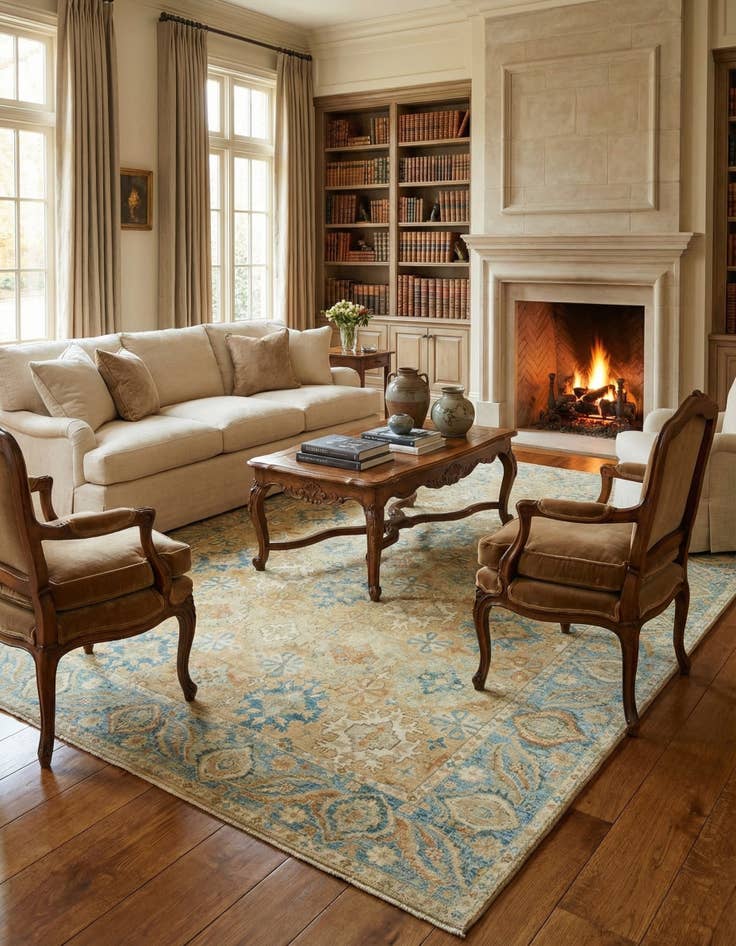 Detail image of  9' 6 x 12'  Hand Knotted Peshawar Ziegler Wool Rug