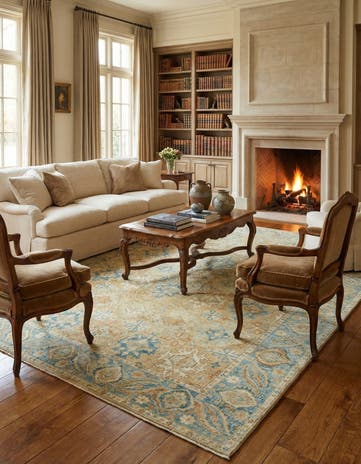 9' 6 x 12' Hand Knotted Peshawar Ziegler Wool Rug