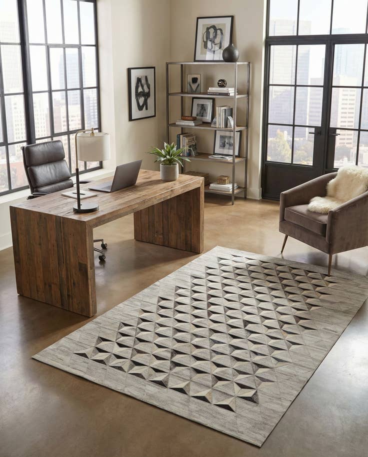 Detail image of 4' 11 x 7' 11 Cowhide - Patchwork Rug