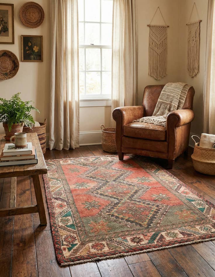 Detail image of  3' 1 x 4' 6  Hand Knotted Ultra Vintage Persian Wool Rug