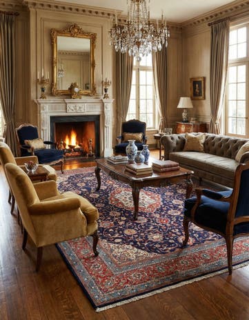 8' 7 x 11' 11 Hand Knotted Sarough Persian Wool Rug