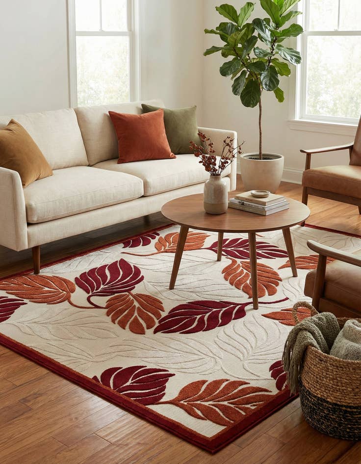 Detail image of 8' x 10'  Washable Botanical Indoor / Outdoor Rug