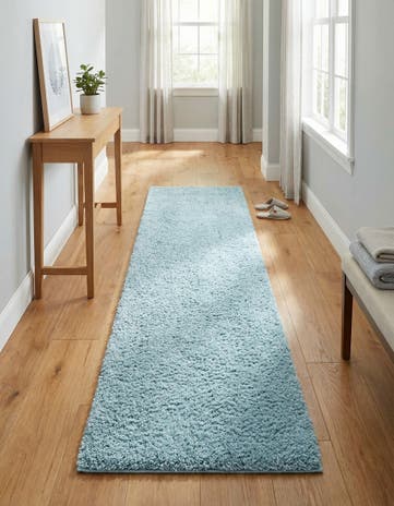 Turquoise Everyday Shag Runner Rug