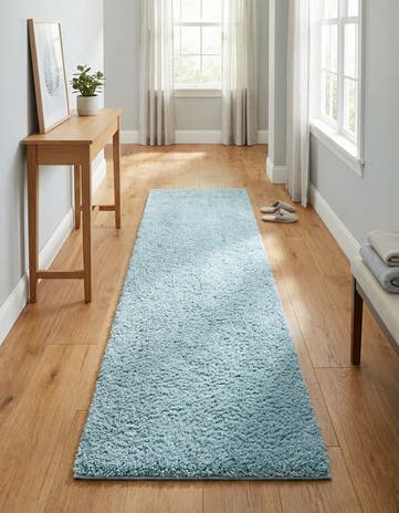 Turquoise Everyday Shag Runner Rug