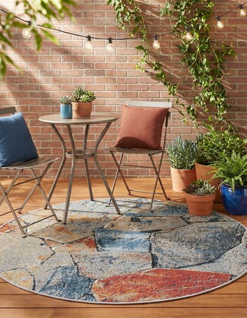 4' x 4' Easy-Clean Modern Indoor / Outdoor Round Rug
