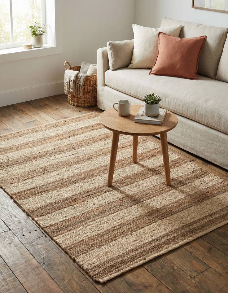 Detail image of 4' 1 x 6' 1  Hand Braided Jute Rug